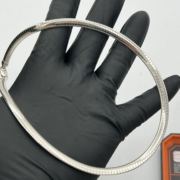 Silver 925 Sterling Woman’s Choker Omega Necklace. 5.7mm Width 16 Inch Length. - Picture 5 of 6